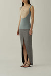 SWAYING/KNIT Contrasting Silk Tank Top SW23SS1T30 Dark Blue/Apricot ps59